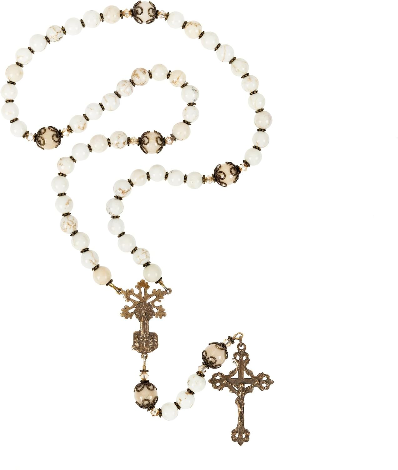 THE CATHOLIC COMPANY Stone Bead Rosary – Catholic Prayer Beads, Traditional Devotional Design, Durable and Lightweight, Gift for Men and Women