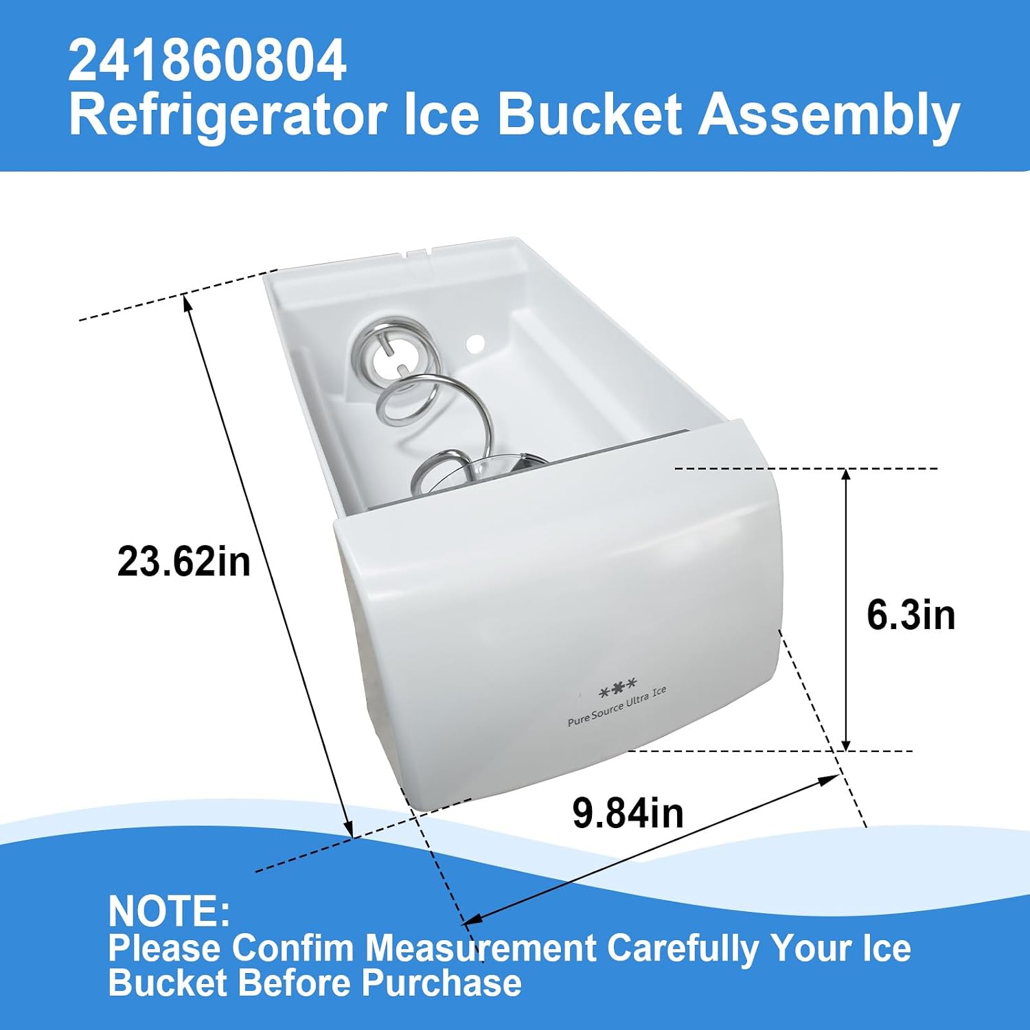 241860804 Ice Container Assembly Compatible with Frigidaire Refrigerator Ice Bucket Ice Maker Replacement Part Number 241561601, 241561603