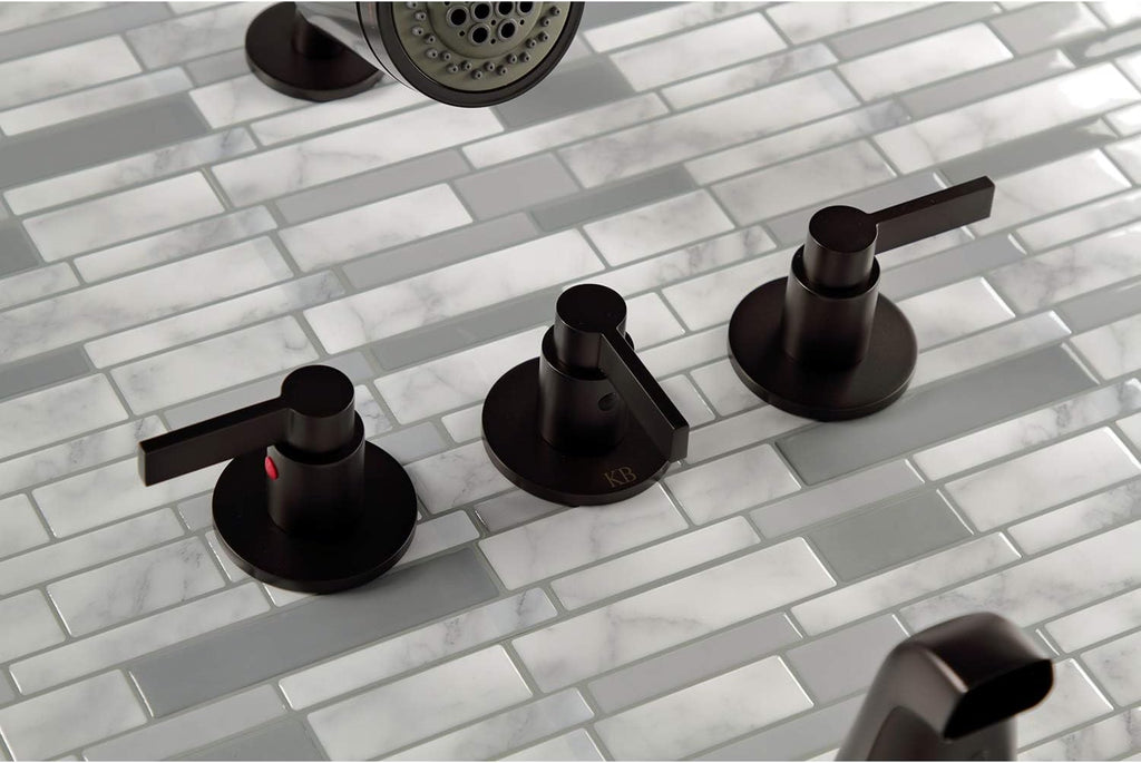 Kingston Brass KBX8135NDL NuvoFusion Triple-Handle Tub and Shower Faucet in Oil Rubbed Bronze