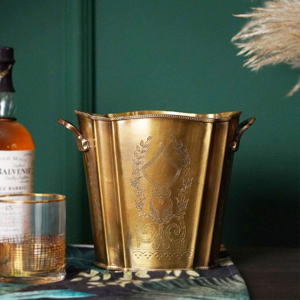 Ice Bucket Hand-Carved Bucket Brass Buckets Champagne Wine Vintage Set Great for Home Bar Chilling Beer Cooler