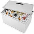 Drop-in Ice Chest, Stainless Steel Ice Cooler, Freestanding Ice Chest Outdoor Kitchen, Double-Walled & Built-in Foa, Foam Cooler With Lid, for Wine, Beer, Whiskey, Beer, Silver (23*17*12 in)