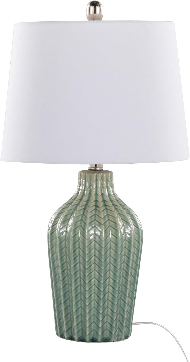 LumiSource Rockwell 23' Ceramic Table Lamps Set of 2, Desk Lamp, Bedside Lamps for Night Stands, Nightstand Lamp, Small Lamp, Small Table Lamps for Living Room Set of 2, White Table Lamp
