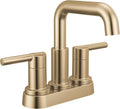 Delta Nicoli Centerset Brushed Gold Bathroom Faucet with Sprayer, 4 Inch 3 Hole Bathroom Sink Faucet with Pull Out Sprayer, Push-Pop Drain, Champagne Bronze 25849LF-CZ