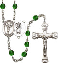 Bonyak Jewelry St. Christopher/Cheerleading Silver-Plated Rosary - Every Birth Month Color and More