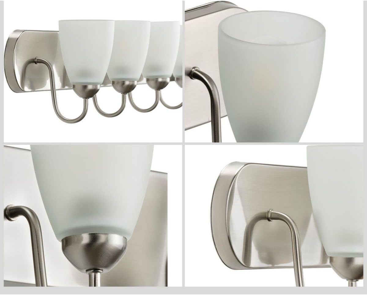 Gather Collection 6-Light Etched Glass Traditional Bath Vanity Light Brushed Nickel