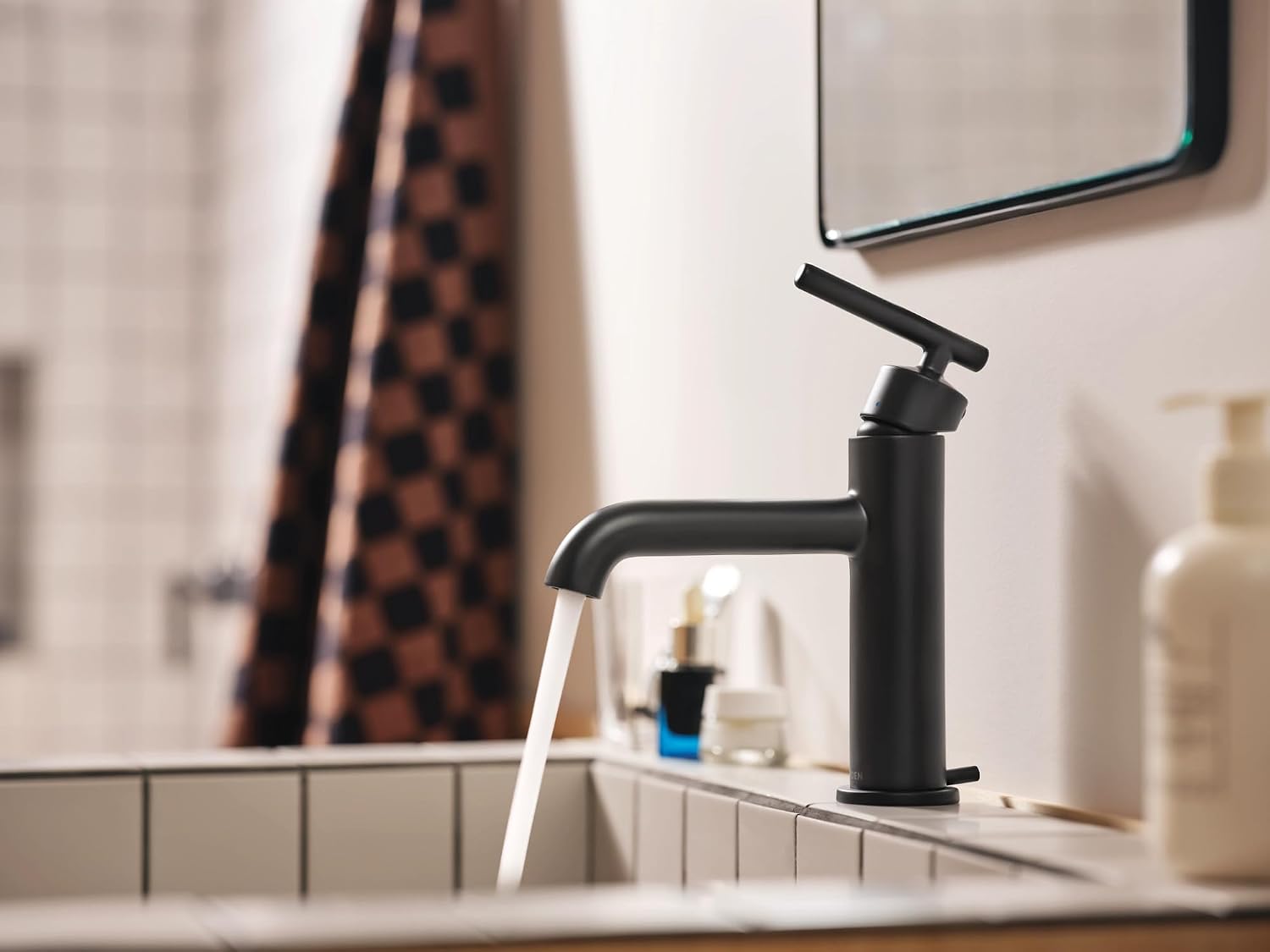 Moen Gibson One-Handle Single Hole Modern Bathroom Sink Faucet with Optional Deckplate, Matte Black, 6145BL