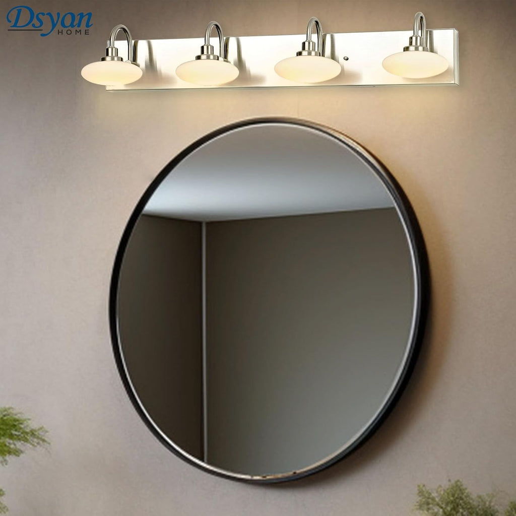 28in Brushed Nickel LED Vanity Light Fixtures,4-Light Bathroom Vanity Light Sconce Lamp,Bathroom Lamp Over Mirror, Modern Wall Sconce for Bath,Hallway,Cloakroom,3000K-6000K,Selectable, Dimmable