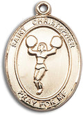 Bonyak Jewelry St. Christopher - Cheerleading Hand-Crafted Oval Medal Pendant in 14kt Yellow Gold