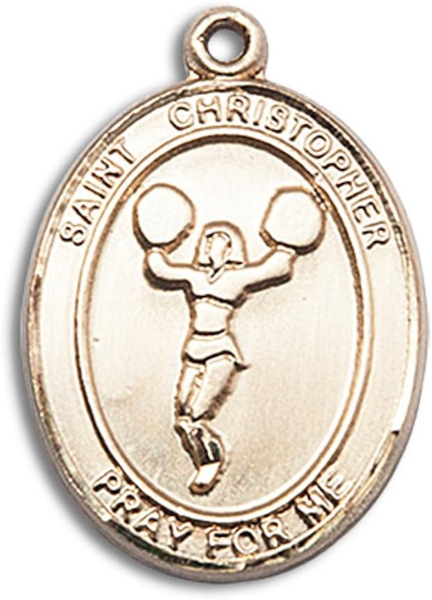 Bonyak Jewelry St. Christopher - Cheerleading Hand-Crafted Oval Medal Pendant in 14kt Yellow Gold