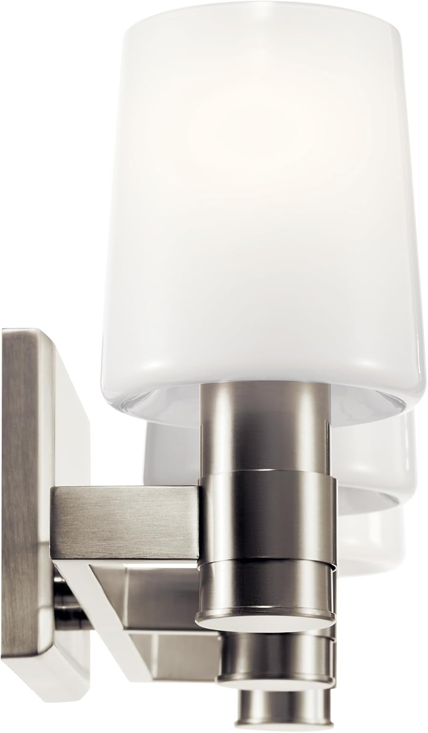 Kichler Adani 3-Light Vanity Light Fixture, Modern Bathroom Vanity Light with Opal Glass in Brushed Nickel for Bathroom or Powder Room Wall Mount (8.25' x 24'), 55176NI