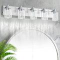 SineRise Vanity Light with 3 Color Modes (3000K/4000K/6000K), Eye Protection LED Bathroom Light Fixture, Dimmable Modern Wall Light Over Mirror with Clear Glass Shade (Chrome, 5-Light)