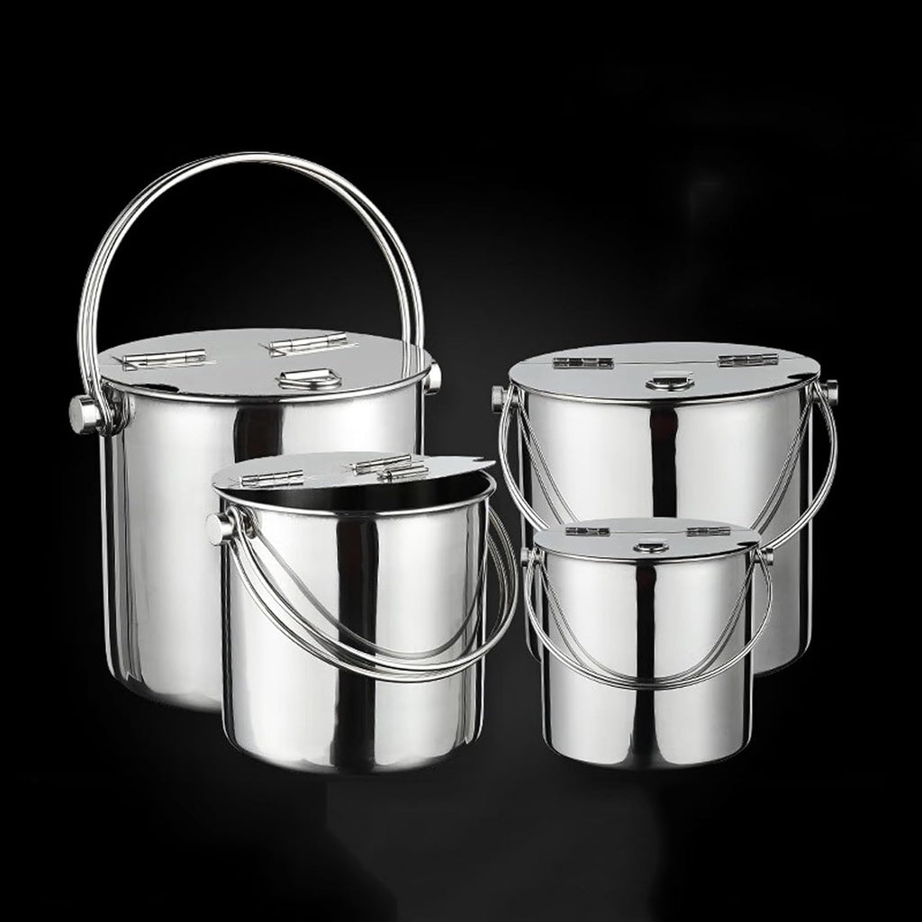 Ice Bucket Thickened Stainless Steel Type Ice Bucket with Flip Lid and Carry Handle Business and Family Party Metal Ice Bucket Beverage Tub Ice Bucket Champagne Buckets Ice Buckets