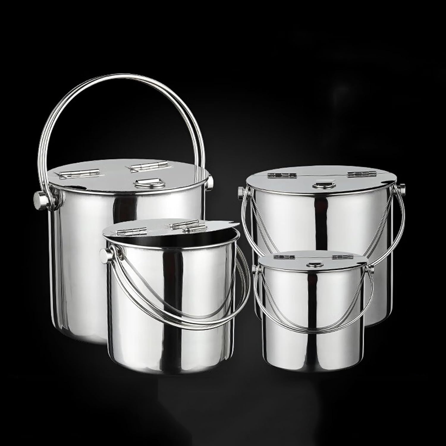 Ice Bucket Thickened Stainless Steel Type Ice Bucket with Flip Lid and Carry Handle Business and Family Party Metal Ice Bucket Beverage Tub Ice Bucket Champagne Buckets Ice Buckets