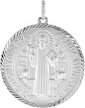 1 1/2 inch Extra Large Sterling Silver St Benedict Medal Necklace for Men 36mm Round Italy 16-24 inch