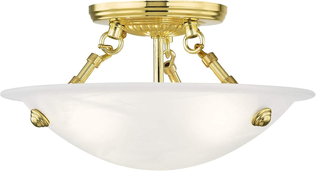 Livex Lighting 4272-02 Oasis 3-Light Ceiling Mount, Polished Brass