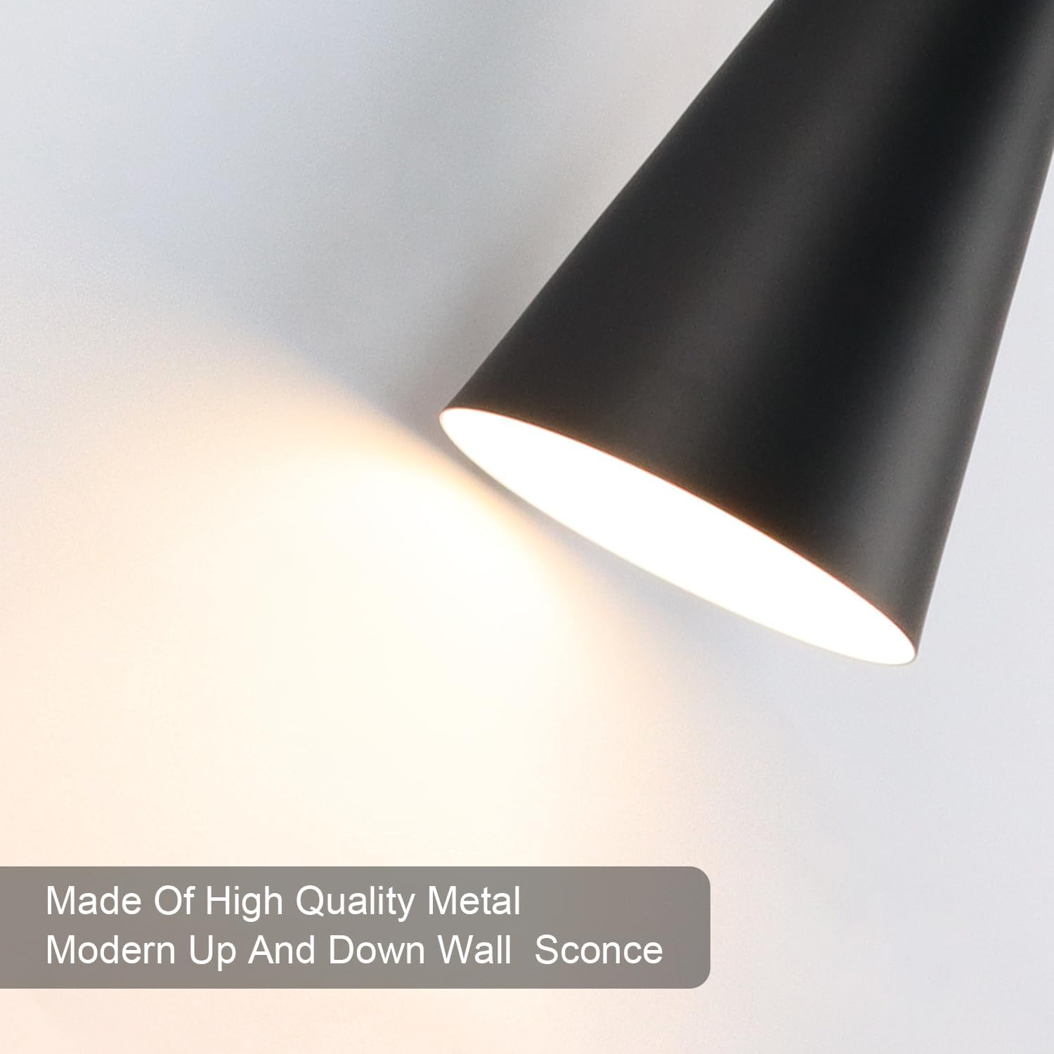 Modern Black Wall Sconces Set of 2, Up and Down Indoor Wall Sconces, Mid Century Indoor Wall Light Fixture, Hardwired Wall Mounted Lamp for Living Room, Bathroom, Bedroom, Hallway, 18 Inch
