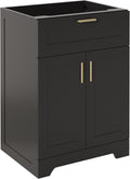 KIGOTY 24' Bathroom Vanity Without Sink, Bathroom Storage Cabinet Without Top, Unassembled Sink Cabinet with Drawer, Soft-Closing Door and Adjustable Shelf (Black)