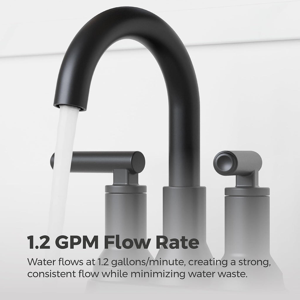 Pfister Capistrano 4 in Centerset 3-Hole Matte Black Bathroom Sink Faucet with 2-Handle Push & Seal Drain Technology WaterSense NSF Certified Vanity Faucet LF048CSOSDB