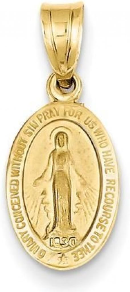 PicturesOnGold.com 14K Yellow Gold Oval Miraculous Medal - 1/4 Wide Inch X 1/2 Tall Inch in 14K Yellow Gold