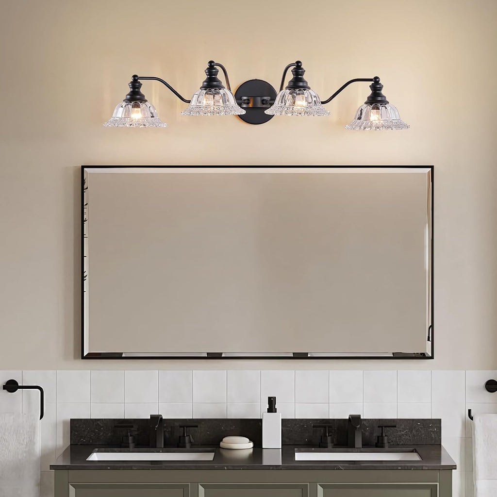 XIEDUN 4 Light Bathroom Vanity Lighting Fixtures Black Vanity Light Fixture Vanity Lights for Bathroom