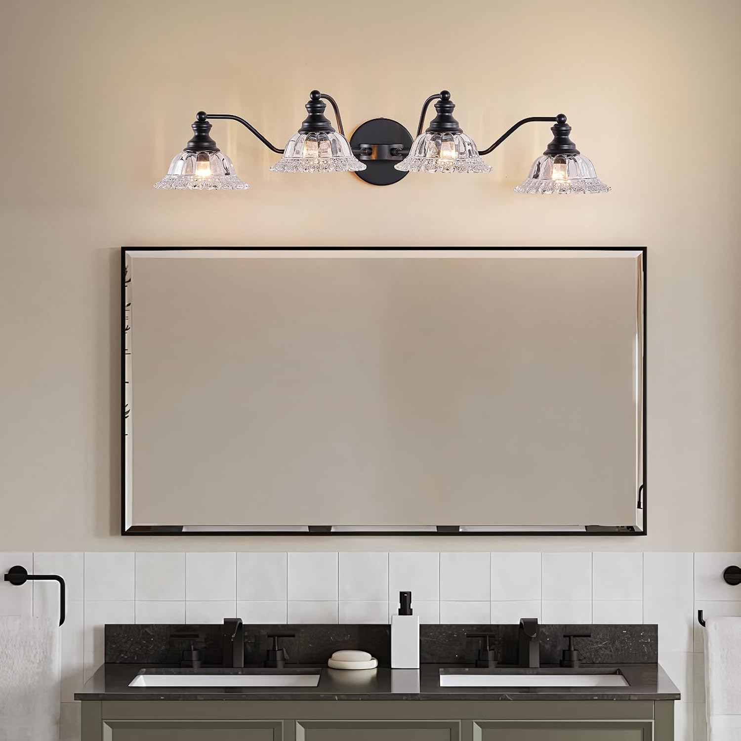XIEDUN 4 Light Bathroom Vanity Lighting Fixtures Black Vanity Light Fixture Vanity Lights for Bathroom