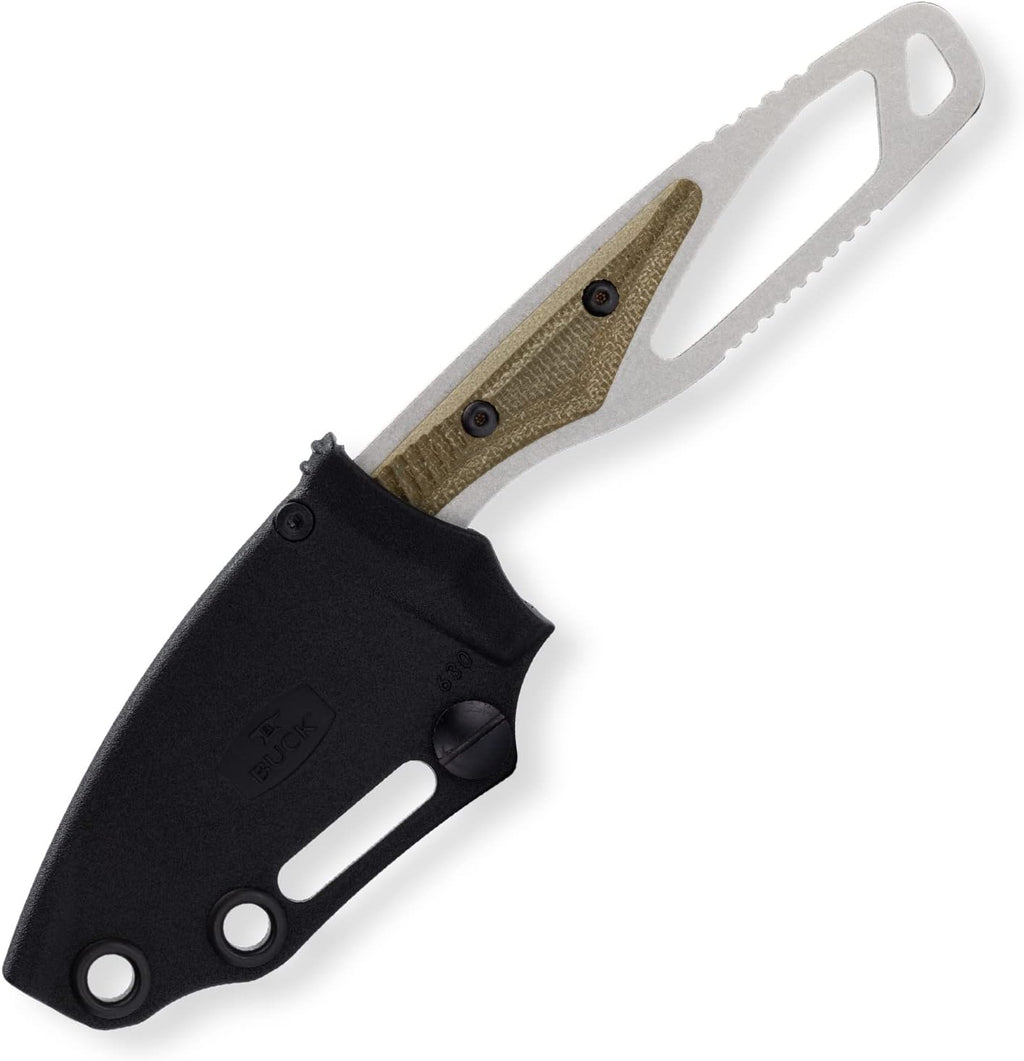 Buck Knives 630 Paklite Hide Pro Fixed Blade Hunting Knife, 2 3/4' S35VN Steel Blade, Micarta Handle, with Sheath