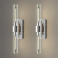 Nickel Wall Sconces Set of Two, Brass 22.8' Sconces Wall Lighting,Bathroom Vanity Lights with Clear Glass Shade for Mirror, Living Room, Bedroom, Hallway, Fireplace, Staircas（Including Bulb）