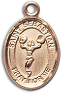 Bonyak Jewelry St. Sebastian - Cheerleading Hand-Crafted Oval Medal Pendant in 14kt Yellow Gold