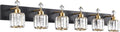 PRESDE Crystal 6 Light Bathroom Vanity Lights Black and Gold Bathroom Lights Fixtures Over Mirror Modern Bedroom Hallway