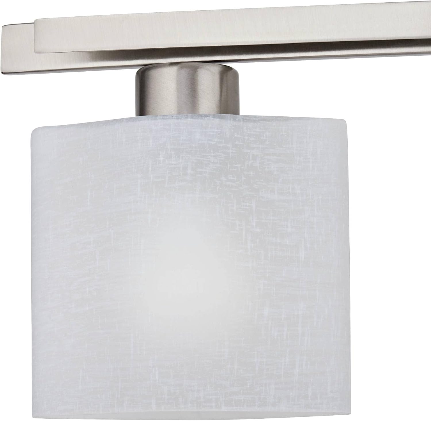 Possini Euro Design Modern Wall Mount Light Brushed Nickel Silver Hardwired 32' Wide 4-Light Fixture Curved Frame White Linen Glass Shade for Bedroom Bathroom Vanity Reading Living Room Hallway