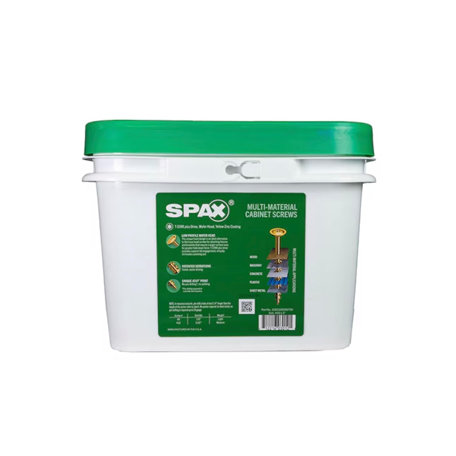 SPAX #10 x 3 Interior Wafer Head Cabinet Wood Screws Multi-Material Torx T-Star Plus (1000 EA) Bulk Pail Includes 2 Bits Washer Head Low Profile