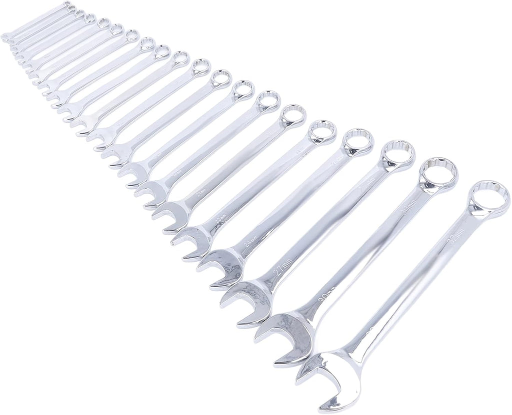 Combination Wrench Set Metric 20Pcs Vanadium Steel Spanner Chrome Plated Dual Wrenches Hand Tool for Mechanics and DIY Enthusiasts 6mm to 32mm
