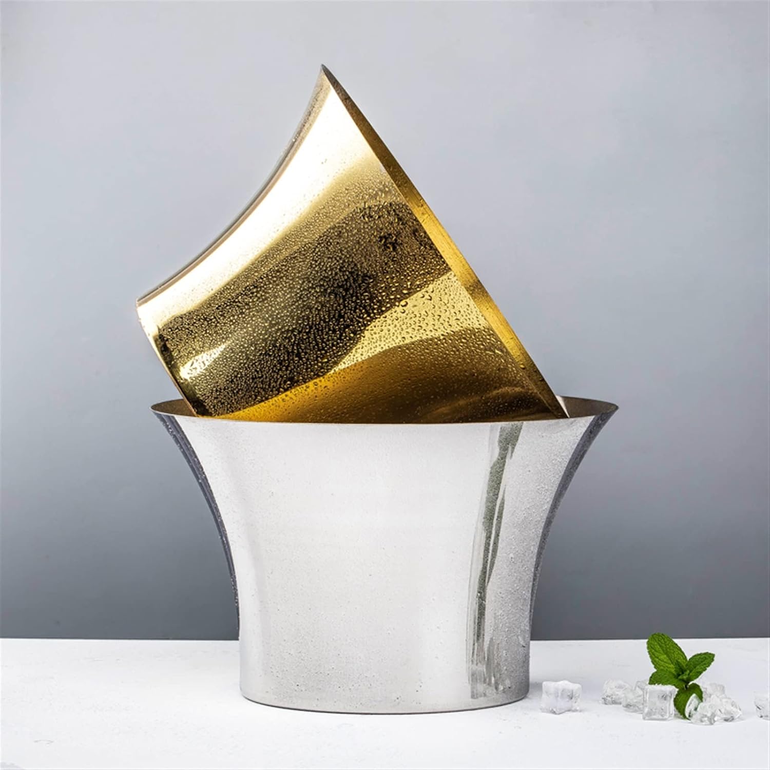 Ice Bucket Champagne Bucket Ice Bucket Container Large Stainless Steel Champagne Ice Wine Basin Party Ice Bucket for Home Bar, Chilling Beer and Wine Ice Bucket Beverage Tub (Color : Brass)