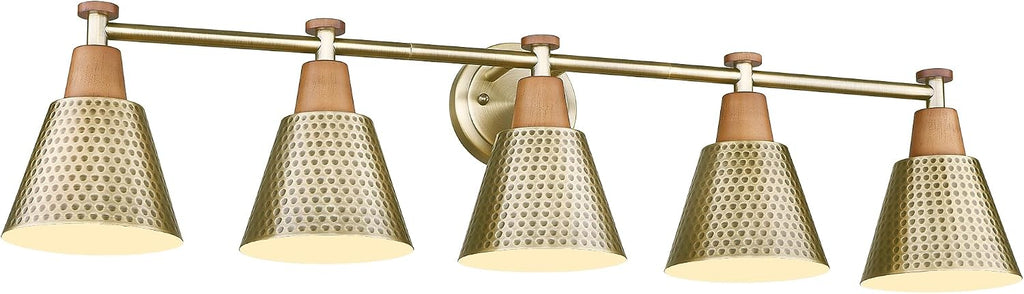FEMILA Bathroom Light Fixtures, Modern Bathroom Vanity Light with Hammered Metal Shade, Sconces Wall Lighting for Mirror Kitchen Bedroom, Gold, 37'