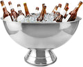 3 Gallon 12L Insulated Ice Bucket Champagne Bowl with Base Large Size Ice Bowl for Wine, Champagne or Beer Bottles Parties and Home Bar（Silver）
