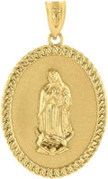 Religious Jewelry 14k Yellow Gold Blessed Our Lady Of Guadalupe Miraculous Oval Medal Pendant (1.29')