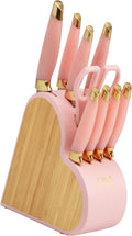 10-Piece Heart Knife Set – Stainless Steel Blades with Acrylic Block for Modern Kitchen Décor (Pink)