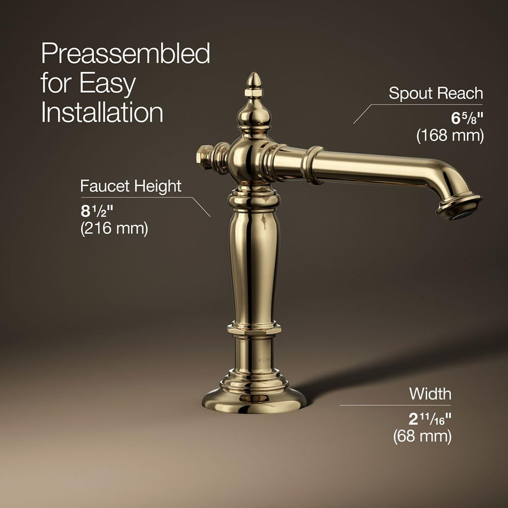 Kohler 72760-AF Artifacts® Bathroom Sink Faucet spout with Column Design, 1.2 gpm, Vibrant French Gold