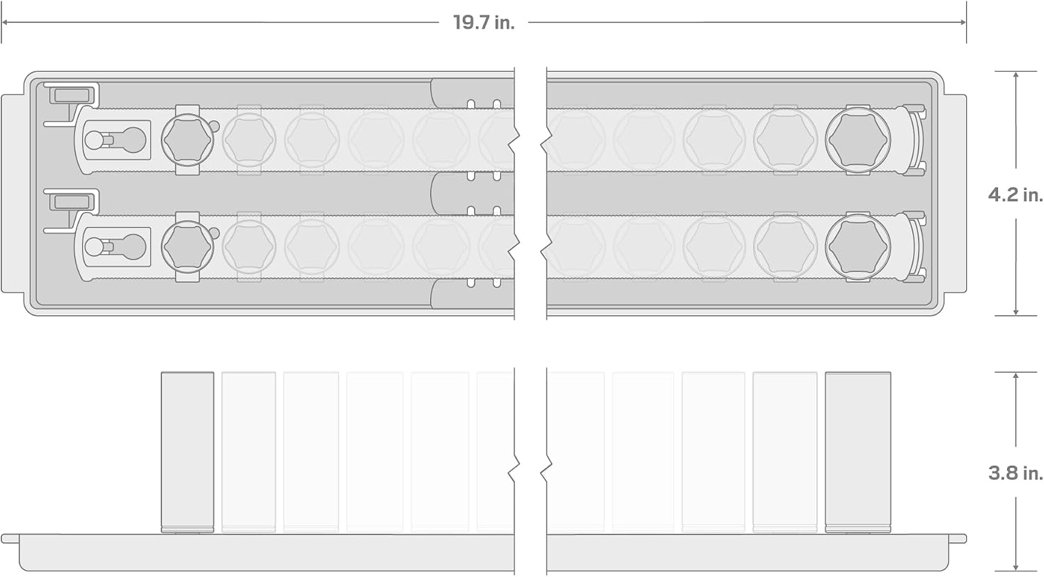TEKTON 1/2 Inch Drive Deep 6-Point Impact Socket Set with Rails and Tray, 8-Piece (39-50) | SID92111