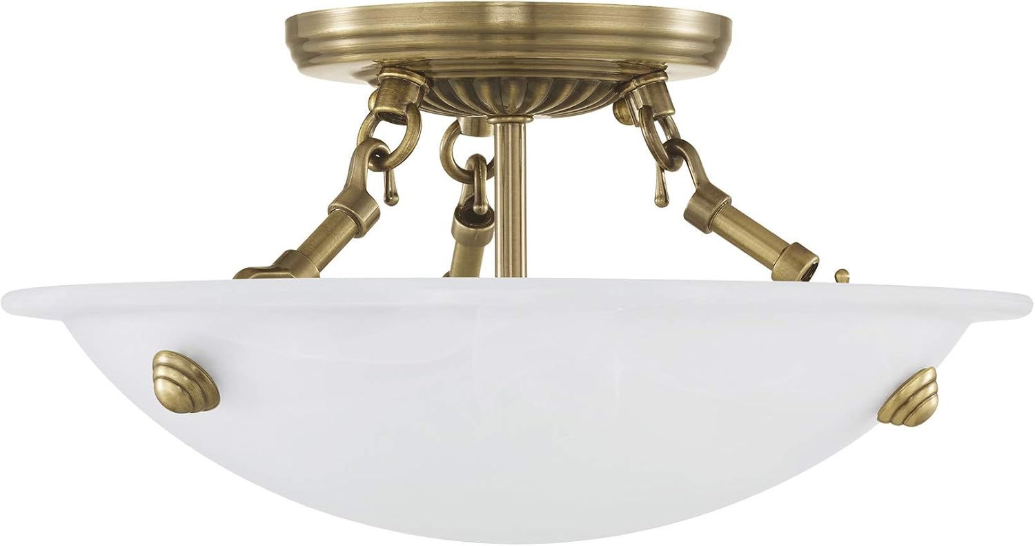 Livex Lighting 4272-02 Oasis 3-Light Ceiling Mount, Polished Brass