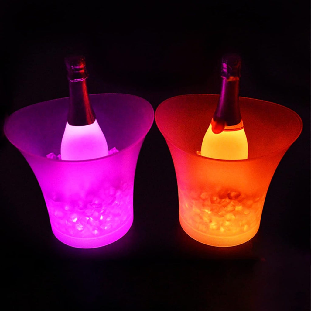 Ice Bucket Champagne Bucket 5L Colorful LED Glowing Ice Bucket KTV Bars Wine Champagne Beer Cooler Barware for Home Bar, Chilling Beer Champagne and Wine Ice Bucket Beverage Tub