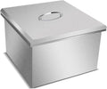 Drop in Ice Chest, Outdoor Kitchen Ice Bar Stainless Steel Ice Cooler, Commercial Ice Bin with Hinged Cover, Ice Bucket, for Cold Wine Beer