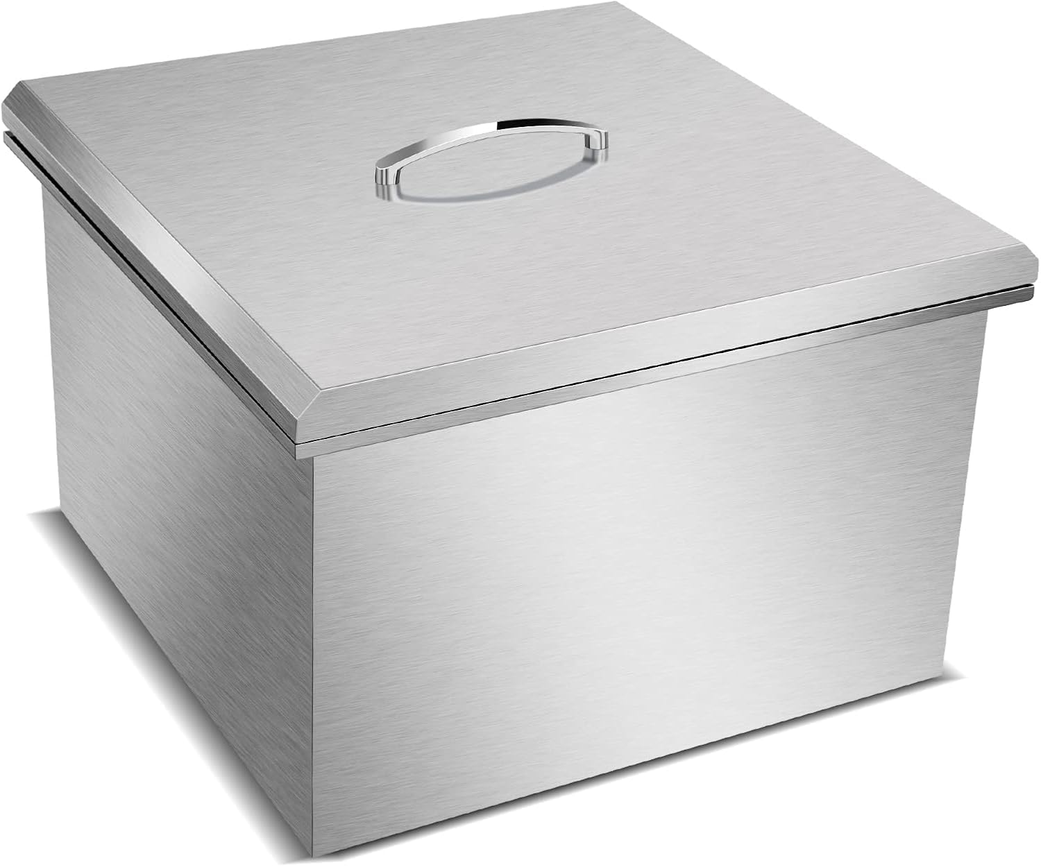 Drop in Ice Chest, Outdoor 304 Stainless Steel Built-in Ice Bucket, Ice Bin Cooler with Cover Including Drain-Pipe & Drain Plug Lid for Cold Wine Beer,20.5''L X 20.5''W X 13''H
