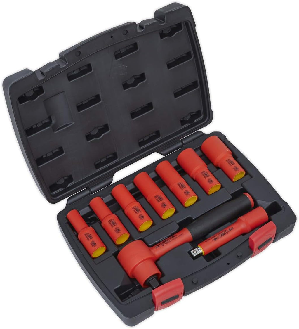 Sealey AK7942 Walldrive VDE Insulated Socket Set, 3/8' Square Drive, 6PT, 9 Pieces