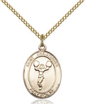 Bonyak Jewelry St. Christopher - Cheerleading Hand-Crafted Oval Medal Pendant in 14kt Yellow Gold-Filled