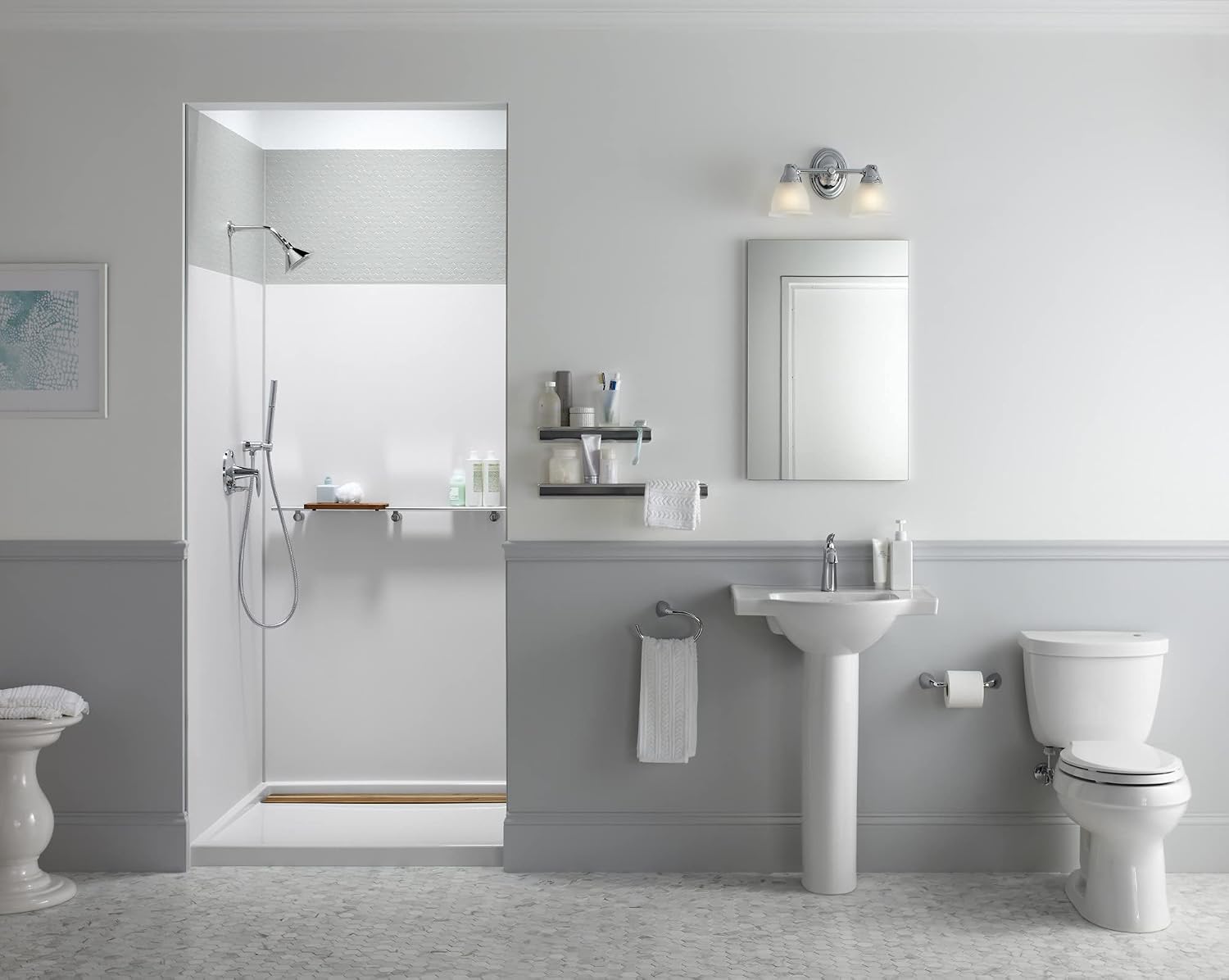KOHLER Forte Bathroom Vanity Light Fixture, Wall Sconce Lighting, Position Facing Up or Down, UL Listed, 2 Light, Polished Chrome