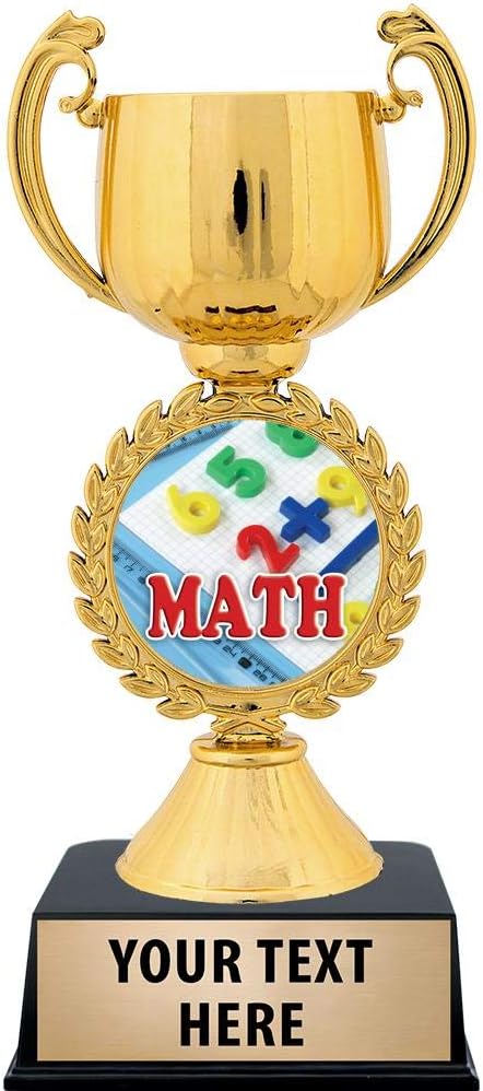 Crown Awards Personalized Math Trophy, 7.25' Gold Cup Mathematics Trophies for Kids with Free Custom Engraving Prime