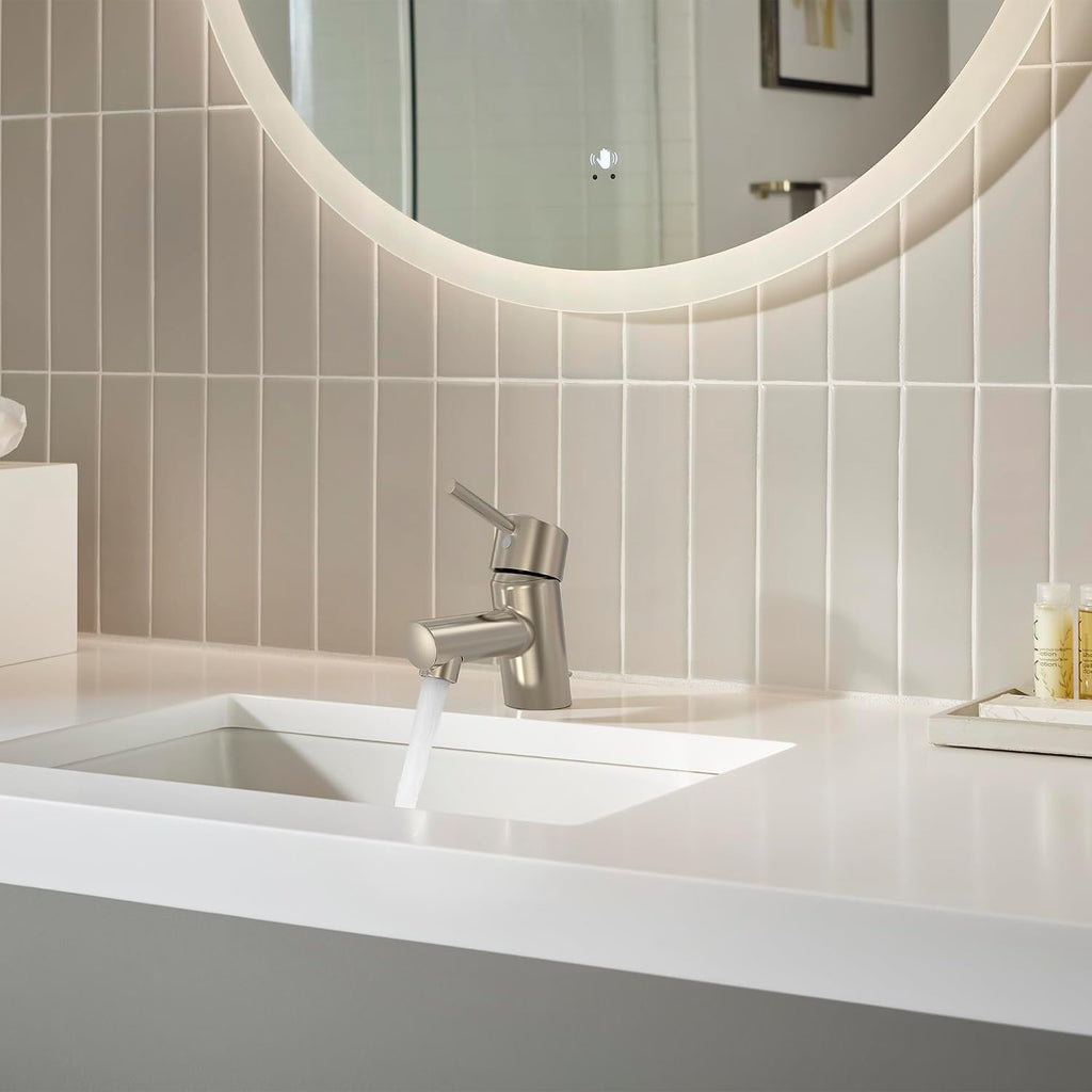GROHE 34702EN1 Concetto, Single Hole Single-Handle XS-Size Bathroom Faucet 1.2 GPM, Brushed Nickel