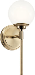 Kichler Benno 1-Light Wall Sconce, Modern Light with Opal Glass in Champagne Bronze, for Bathroom, Powder Room, Kitchen, Bedroom, or Hallway (13.75' x 5.25'), 55170CPZ