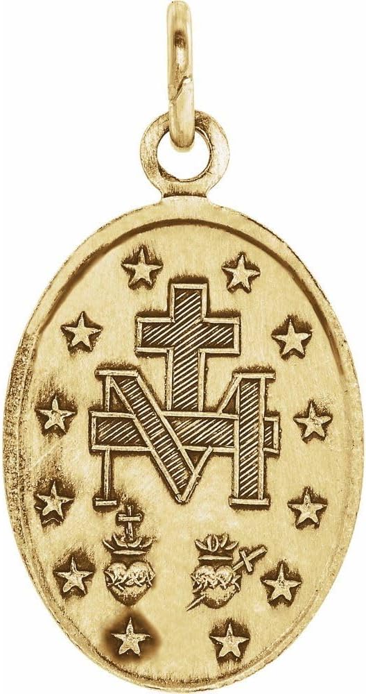 Sonia Jewels Solid 14k Yellow Gold 9x6mm Oval Miraculous Medal (9mm x 6mm)